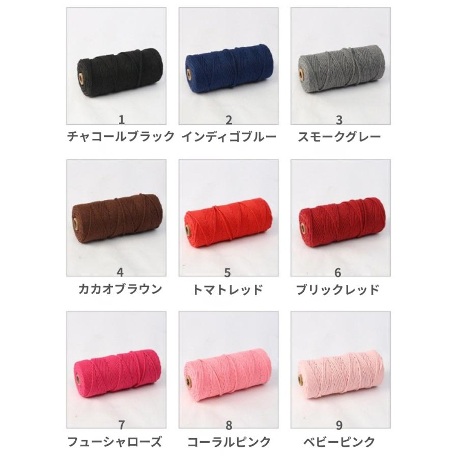 マクラメ糸 ロープ ヤーン 3mm ○10m×10束○ 選べる全43色 コットン