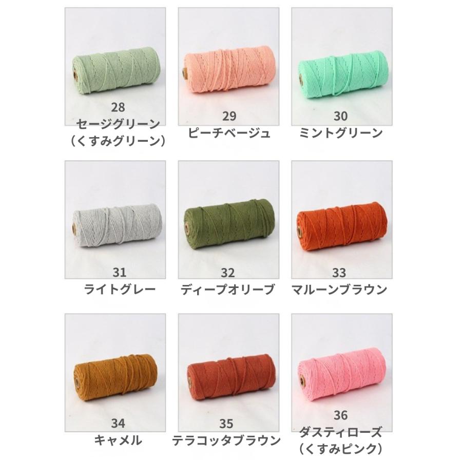 マクラメ糸 ロープ ヤーン 3mm ○10m×10束○ 選べる全43色 コットン