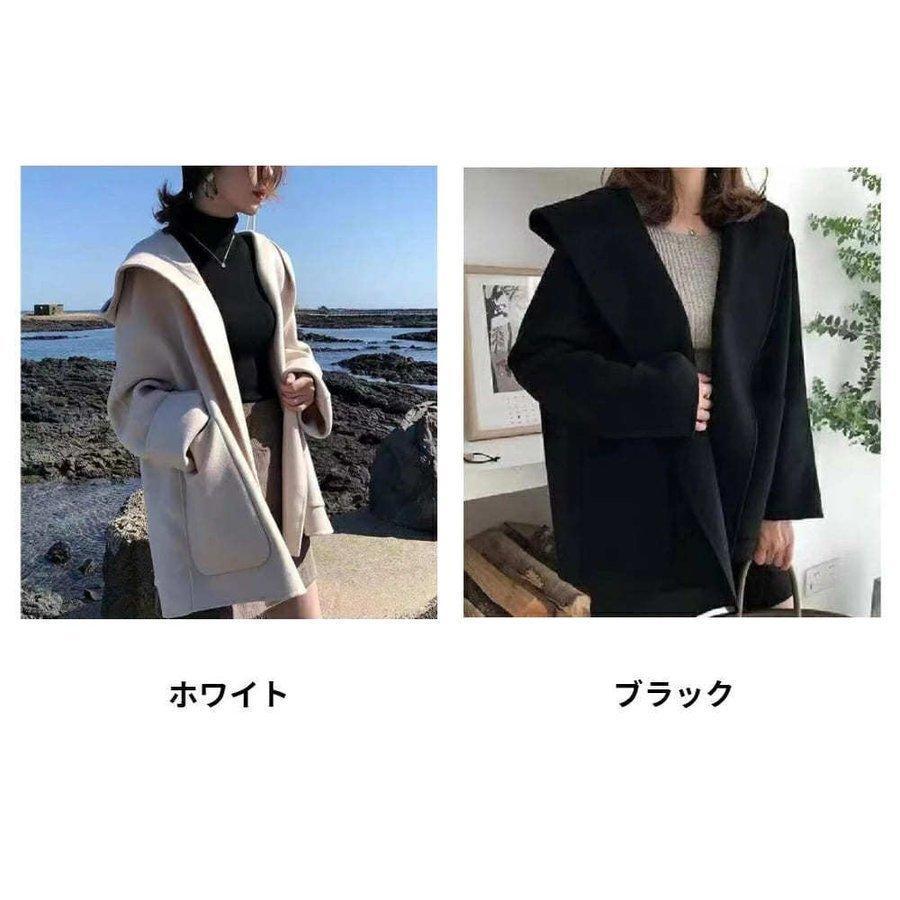 好みに応じて調整できる-コ•ート ウール ショート丈 きれいめ アウター レディース 秋冬 ウールコート フード付き ゆったり 軽い ビッグシルエット •厚手 オーバーサイズ L ホワイト ダッフルコート ショート丈 フード付き 神戸レタス KOBELETTUCE