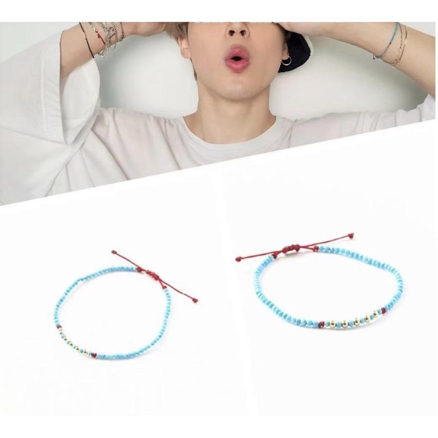 ジミン着用モチーフ ブレスレット 薄め ブルー 紐 ビーズ Jimin Btsスタイル アクセサリー Bl 0022 Bell Tree 通販 Yahoo ショッピング