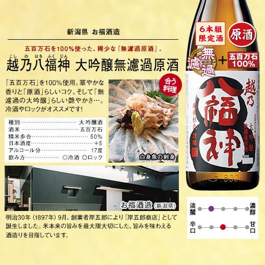 日本酒 大吟醸酒 大吟醸原酒 越乃六蔵 飲み比べセット 2022 一升瓶 6本組 1800ml 50%オフ 送料無料|bellunafoods|12
