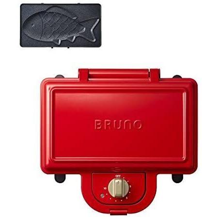 BRUNO ブルーノ ホットサンドメーカー ダブル サイズ 本体 プレート2種 (ホットサンド おさかな) レシピブック 付き レッド Re BRUNO ブルーノ ホットサンドメーカー ダブル サイズ 本体 プレート2種 ホットサンド おさかな レシピブック 付き レッド Re