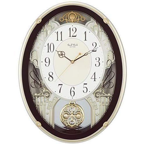 掛け時計 電波時計 からくり時計 メロディ付き スモールワールドプラウド ブラウン リズム(RHYTHM) 4MN523RH06