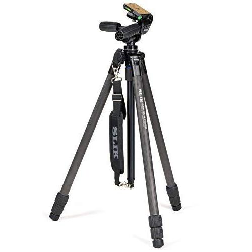 SLIK カーボン三脚 カーボンマスター 833 3段 ナットロック式 28mmパイプ径 高精度3ウェイ雲台 ショルダーストラップ付属 10