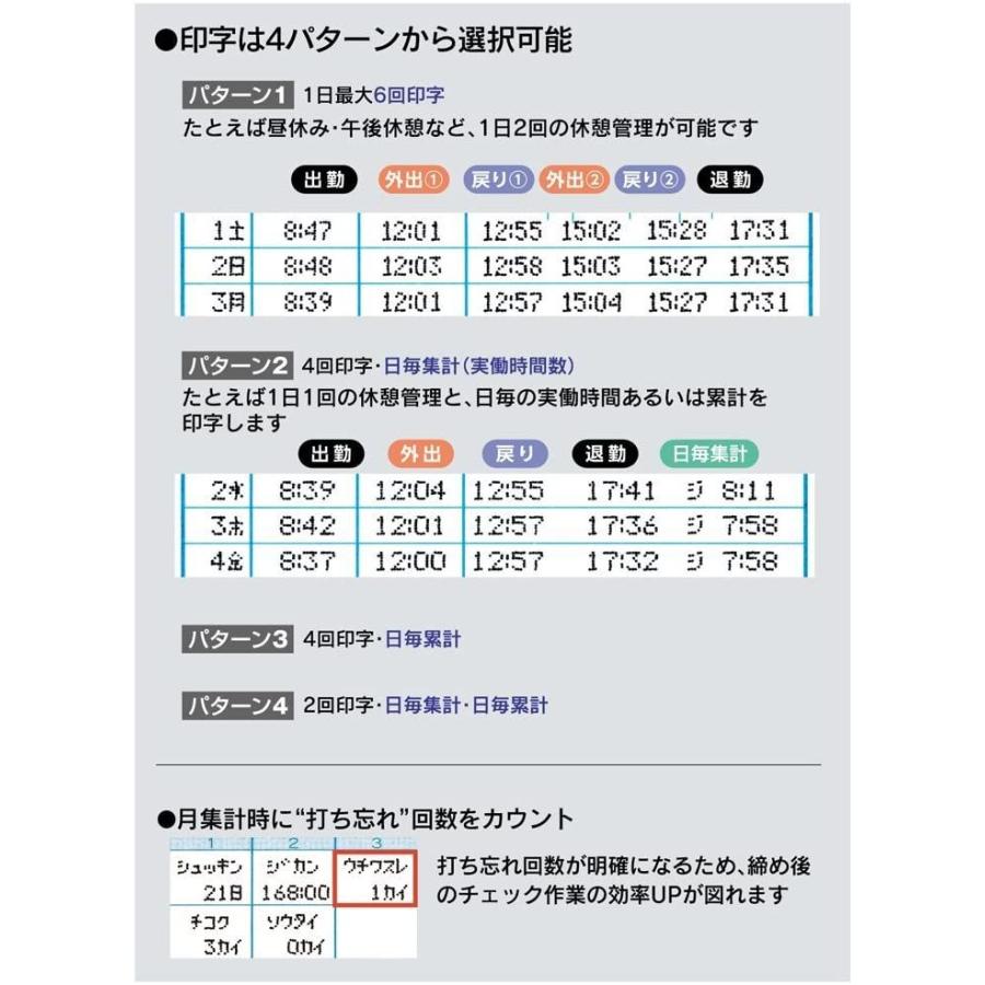 マックス タイムレコーダー 1日6回印字 月間集計機能付き 電波時計搭載