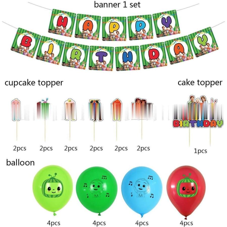 お1人様1点限り ワッペン 飾り素材 Cocomelon 誕生日 飾り付け パーティー セット ココメロン 可愛い アニメ 動画 子供 3 男の子 女の子 スイカ 西瓜 夏 グリ Www Threeriversofs Com
