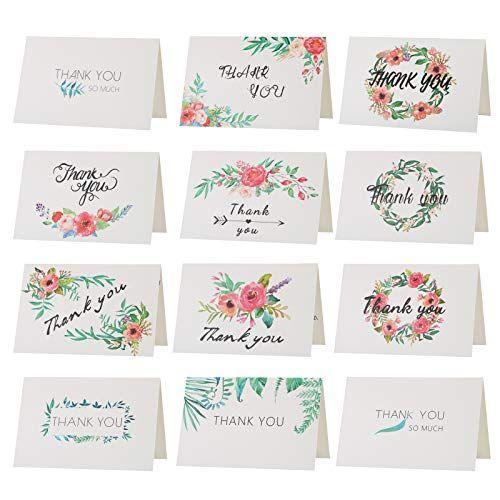 Kesote 感謝カード 48枚 感謝祭 感謝の日 ありがとう メッセージカード 封筒付き 封筒