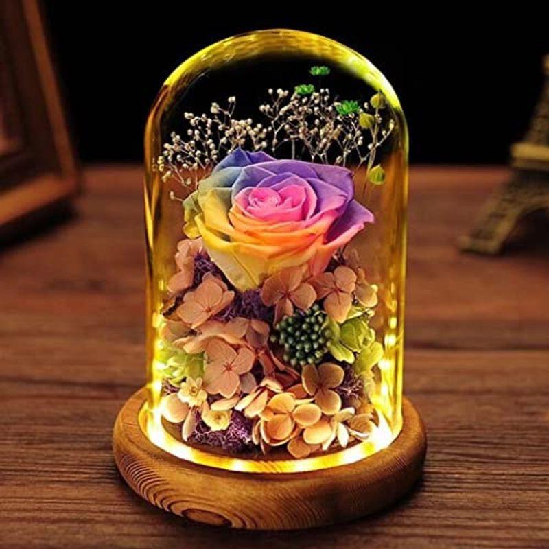 プリザーブドフラワー プレゼント LEDライト付き 母の日 ガラスドーム ケース入り 薔薇 ドライフラワー バラ 枯れない花 フラワーギフト