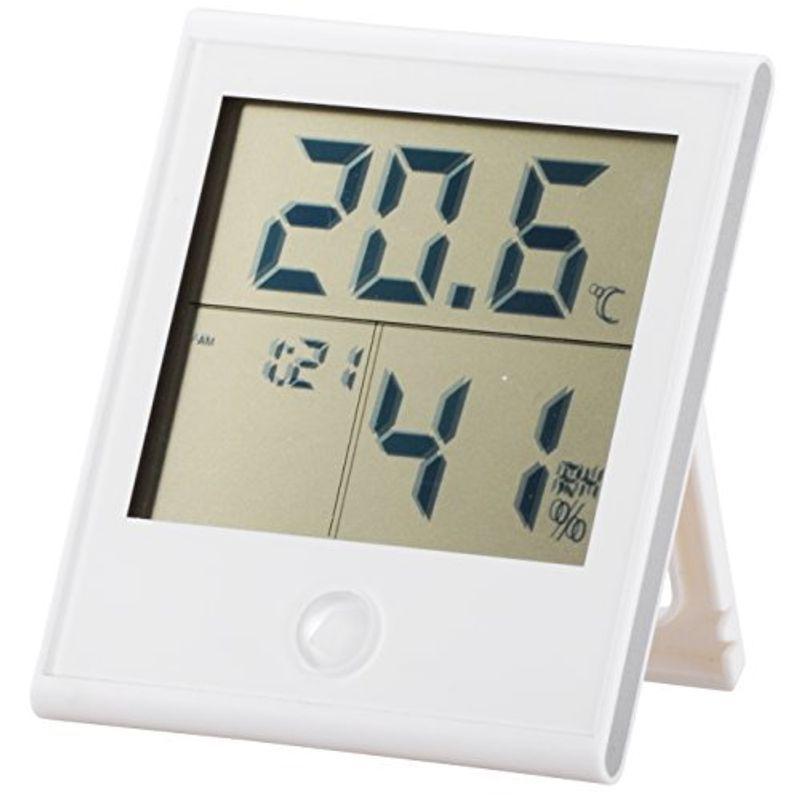 OHM 時計付き温湿度計 ホワイトTEM-200-W