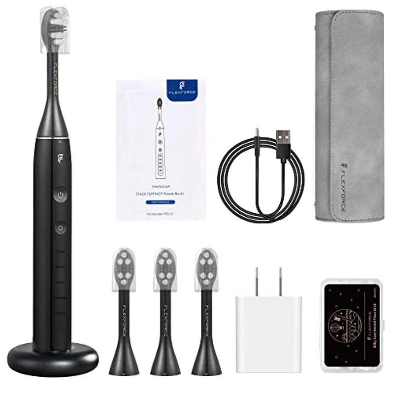 電動歯ブラシ 5つのモード タバコの歯 黄色の歯 敏感な歯茎と歯垢を持つ人々が使用できます キャリングケース付き ソニック回転歯ブラシ 黒と(16195円)