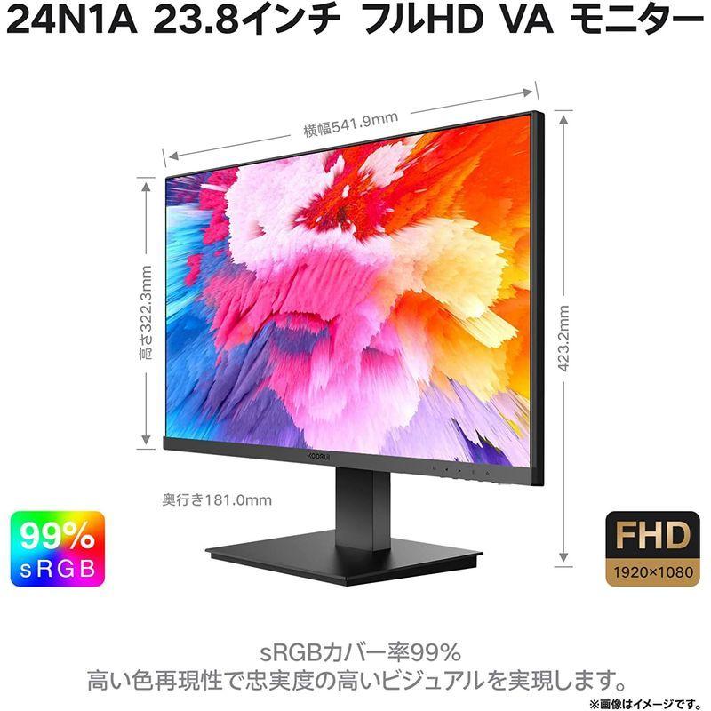 KOORUI モニター 23.8インチ 24N1A ディスプレイ VA非光沢 sRGB 99% フルHD 75Hz ブルーライト軽減 フリッ KOORUI モニター 8インチ 24N1A ディスプレイ VA非光沢 sRGB 99% フルHD 75Hz ブルーライト軽減 フリッ