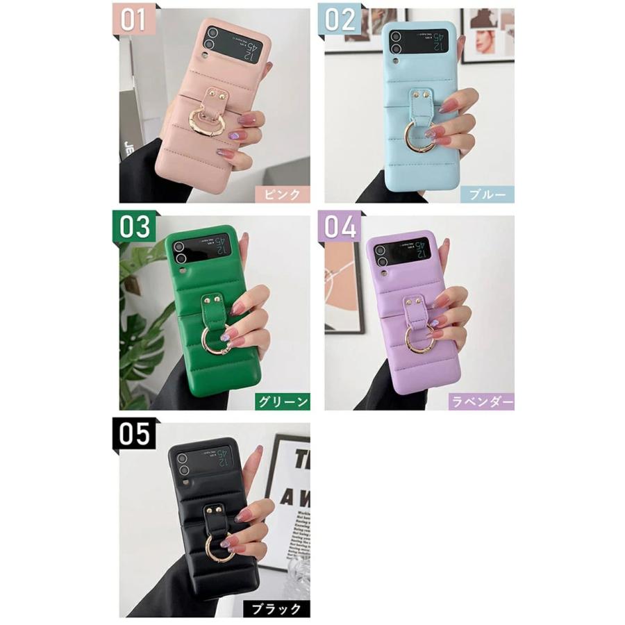 【即日発送】Galaxy Z Flip6 / Flip5 / Flip4 ケース｜ダウンジャケット風カバー 無地 シンプルデザイン リング付き 落下防止 おしゃれ かわいい |  | 07