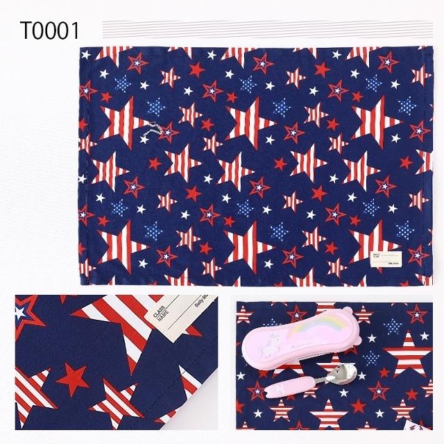 ランチョンマット40✖️60 ネイビー星　ネイビーギンガム　小学生　中学生 ランチョンマット40✖️60 ネイビー星ネイビーギンガム小学生中学生