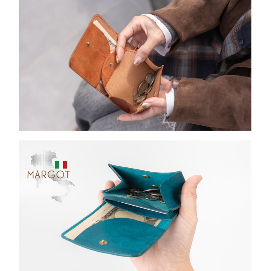 縦型財布 小さい財布 本革 MARGOT マルゴー イタリアンレザー 二つ折り