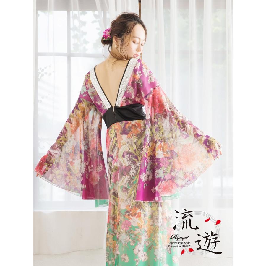 流遊着物ロングドレス花魁和柄和風 流遊着物ロングドレス花魁和柄和風
