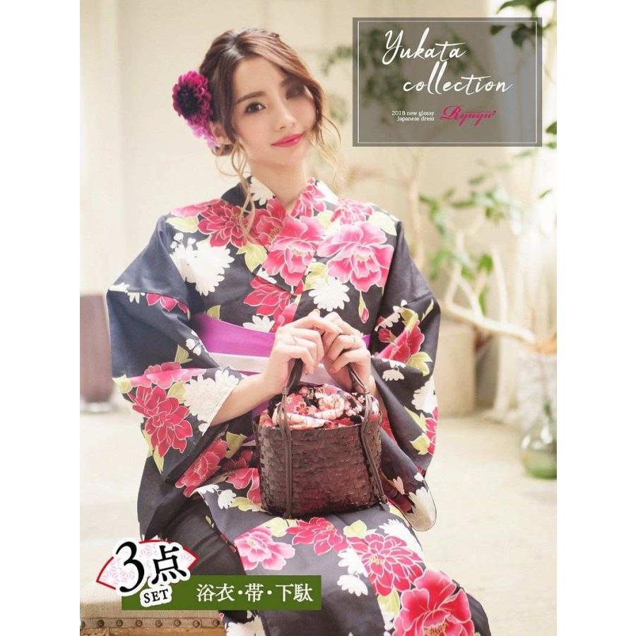 浴衣 セット レディース ゆかた 帯 下駄 キャバ Ryuyu 花柄 黒 大人っぽい 芍薬 あすつく 即日発送 ブランド 女性 女 かわいい 大人 ファッション Belsia 通販 Yahoo ショッピング