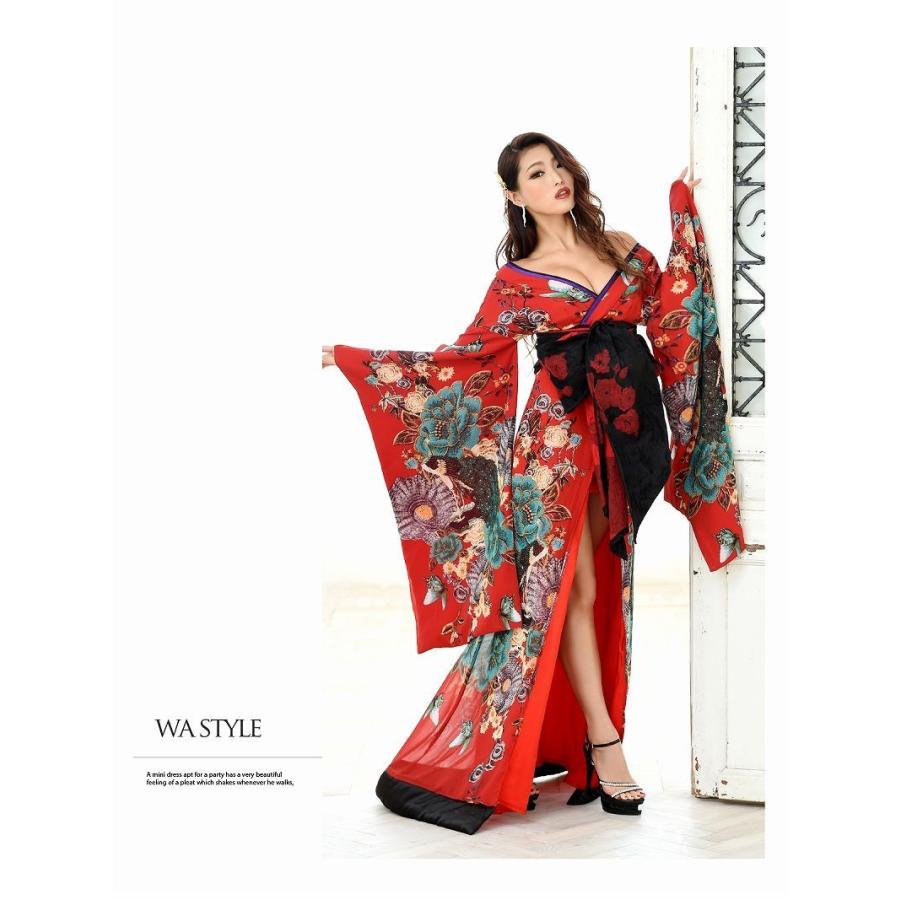 花魁 コスプレ 衣装 和柄ドレス コンパニオン 衣装 着物 ドレス 流遊 花魁 着物ドレス 赤 コスプレ_6
