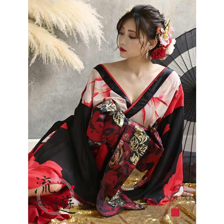 【美品】流遊 花魁 ドレス 和服 盛り帯 Ryuyu M コスプレ Ryuyu 花魁 コスプレ 衣装 和柄ドレス コンパニオン 衣装 着物 ドレス