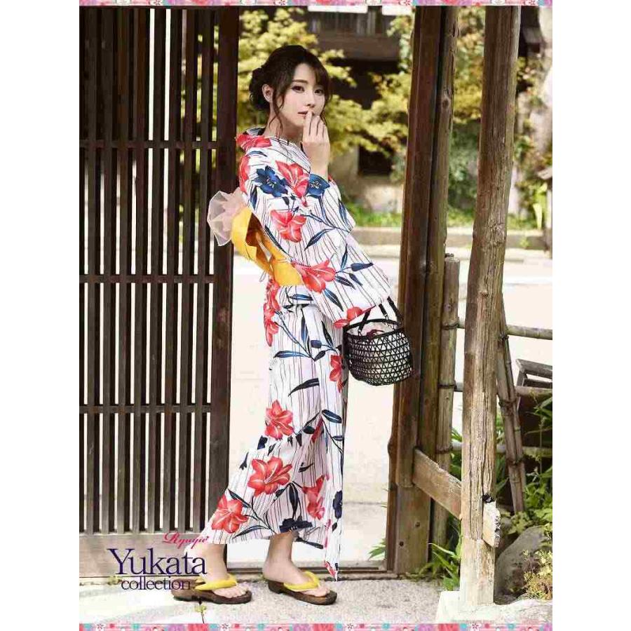浴衣 セット レディース ゆかた 帯 下駄 キャバ Ryuyu 縞模様 花柄