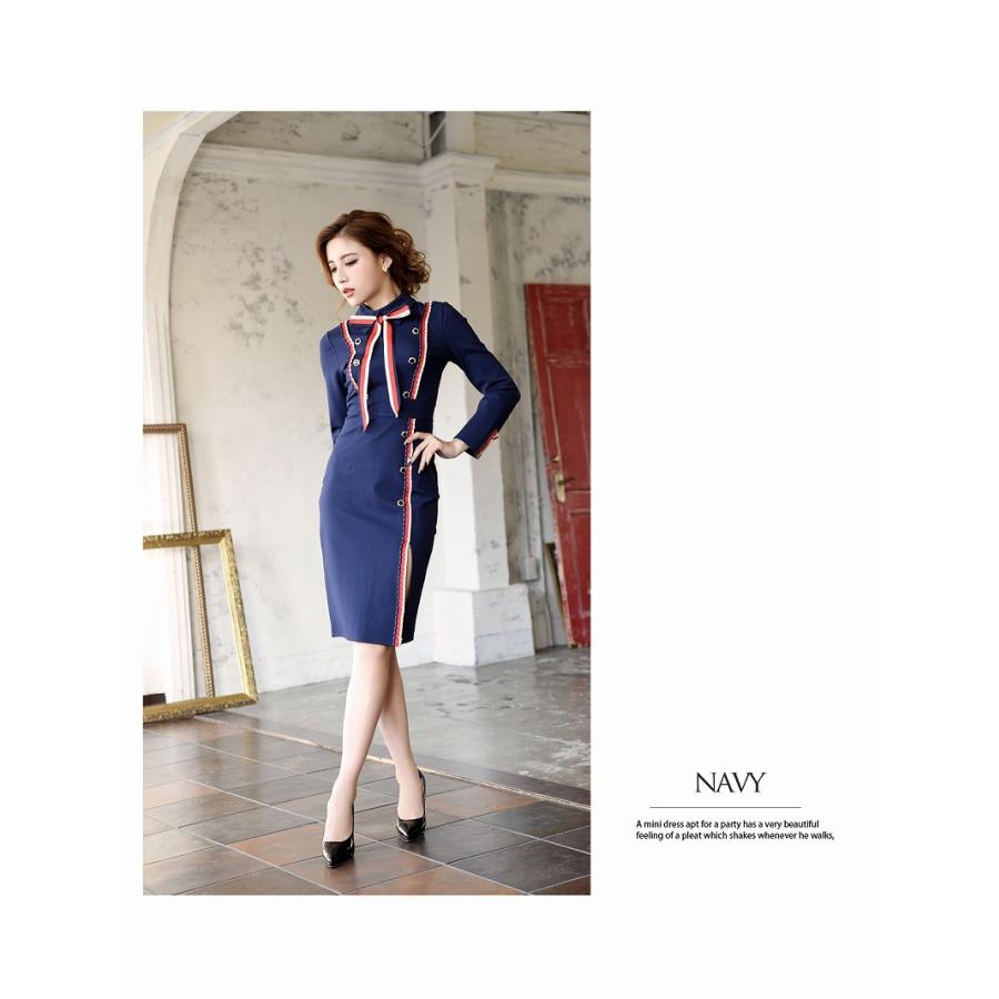 キャバドレス 韓国 膝丈 キャバクラ キャバワンピース パーティードレス Dayspiece トリコロール タイト 膝丈 ネックリボン Belsia 通販 Yahoo ショッピング