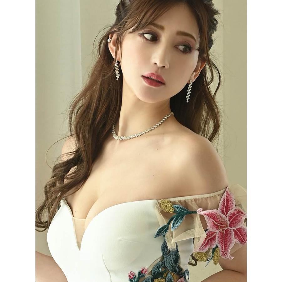 キャバ ドレス キャバクラ ミニドレス パーティードレス Belsia 花柄 オフショル シアー sexy_13