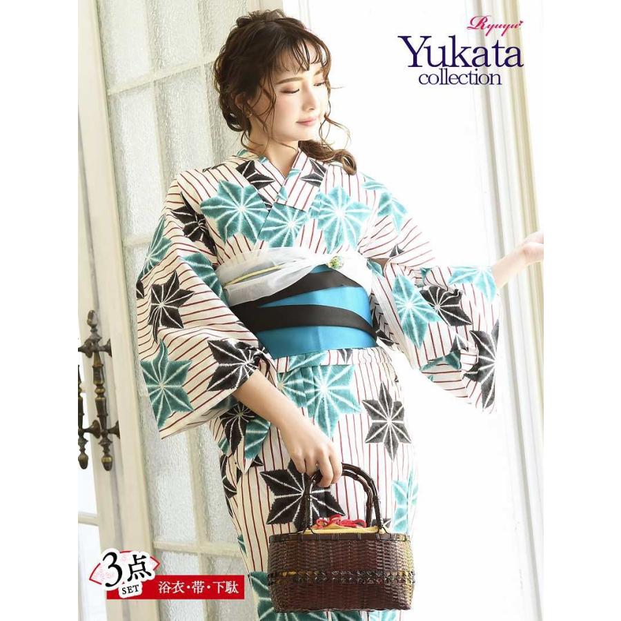 浴衣 セット レディース ゆかた 帯 下駄 キャバ Ryuyu 白 ストライプ レトロモダン 半巾帯 浴衣 セット レディース ゆかた 帯 下駄 キャバ Ryuyu 白 ストライプ