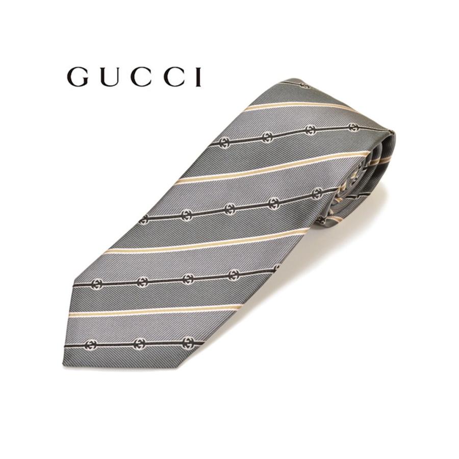 お気に入りの GUCCI メンズ ネクタイ ダークグレー ストライプ