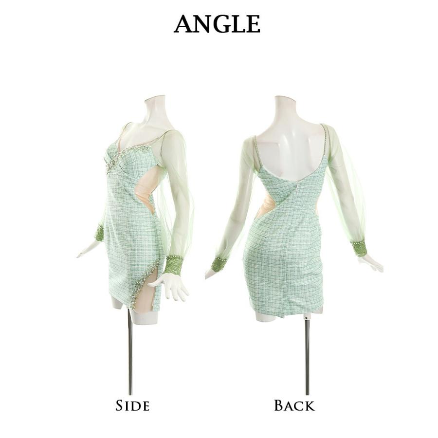 AngelRドレス エンジェルアール キャバ ドレス キャバクラ ミニドレス パーティードレス 長袖 袖付き チェック柄 AngelR_14