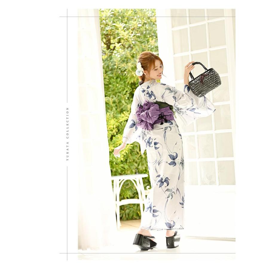 浴衣 セット レディース ゆかた 帯 下駄 キャバ Ryuyu 白 ホワイト 花