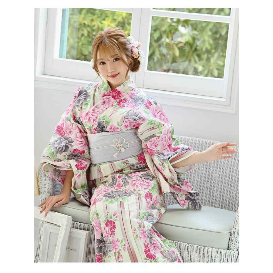 浴衣 セット レディース ゆかた 帯 下駄 キャバ Ryuyu 花柄 白 大きい