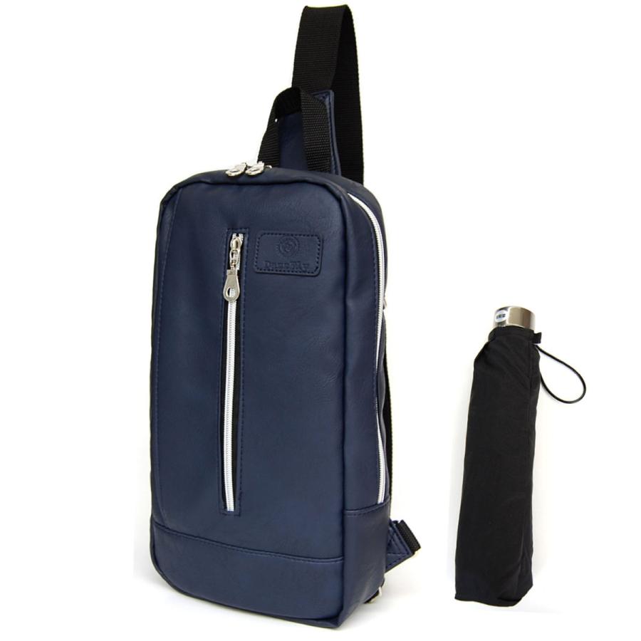 ボディーバッグ メンズ 折りたたみ傘付きボディバッグ フェイクレザー