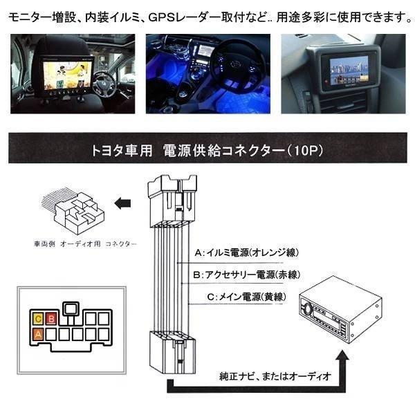 ハリアー 60系 電源供給コネクター 10ピン ナビ 電源取り出し : ベルタ