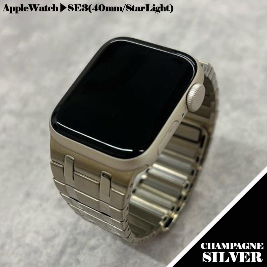全シリーズ対応 アップルウォッチ バンド Apple Watch ベルト メンズ マグネット ステンレス デュアルラインマグネットバンド BELTIES ベルティーズ ワンタッチの画像