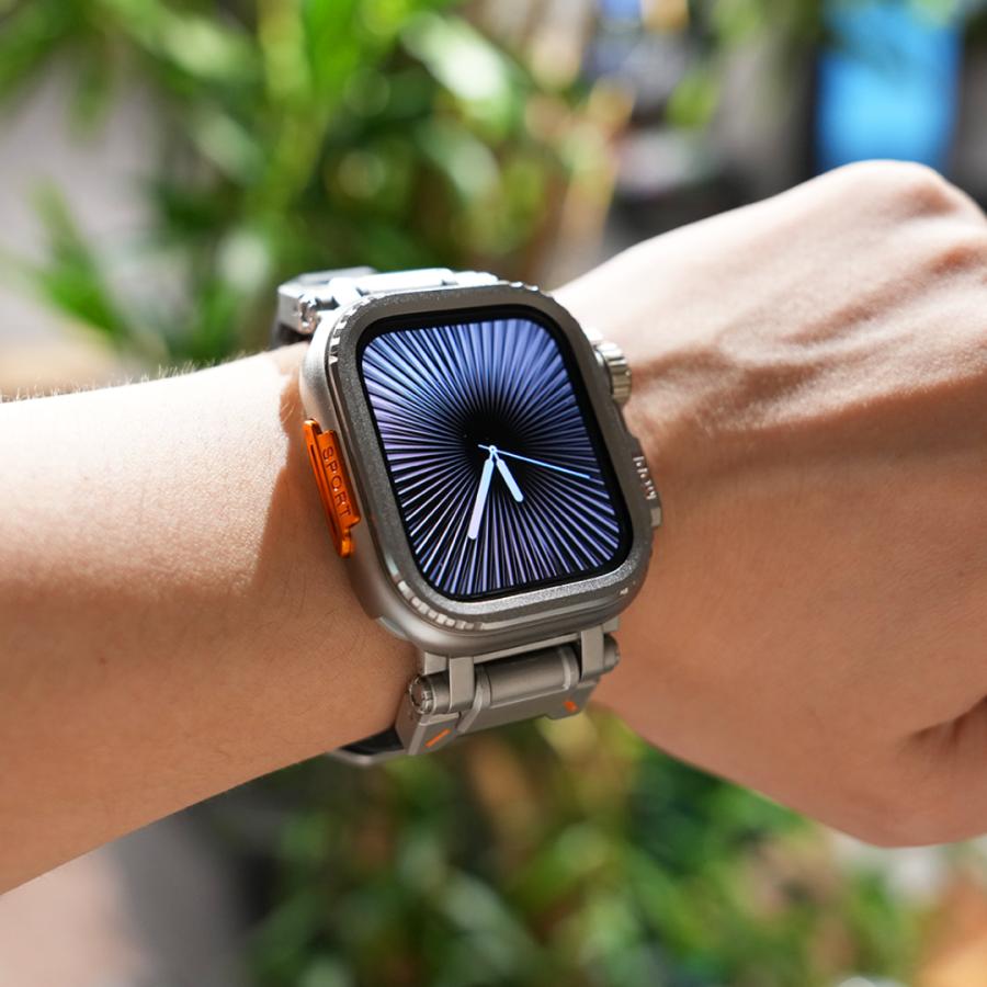 アップルウォッチ バンド メンズ スポーツ Apple Watch シリコンステンレスコネクトTPUバンド 42mm 44mm 45mm 46mm 49mm se2 Series11 ultra3の画像