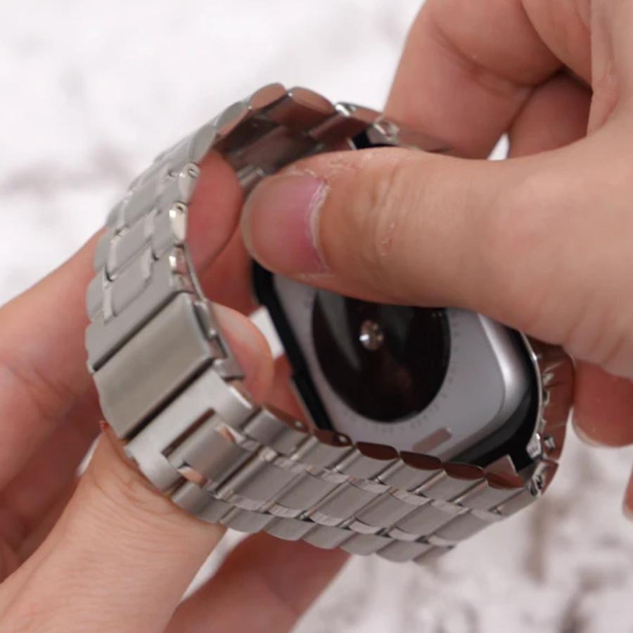 SE3 Ultra3対応 アップルウォッチ バンド ケース一体型 メンズ Apple Watch ベルト タフステンレスケース一体型バンド BELTIES ベルティーズ 44mm 45mm 49mmの画像