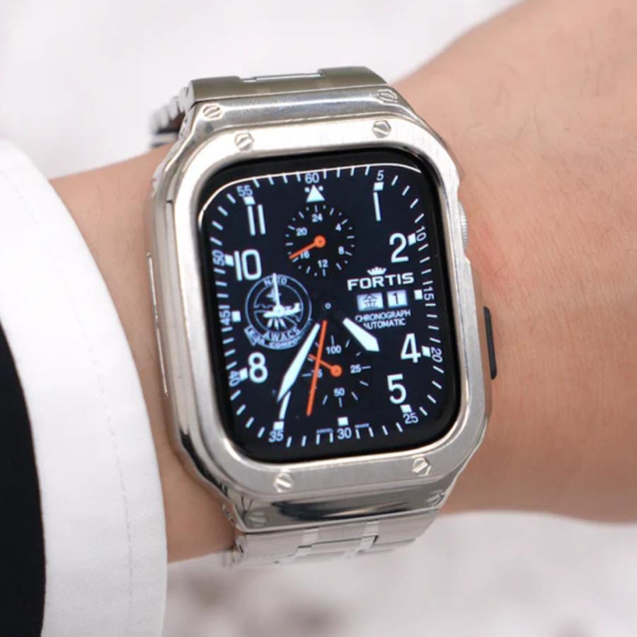 SE3 Ultra3対応 アップルウォッチ バンド ケース一体型 メンズ Apple Watch ベルト タフステンレスケース一体型バンド BELTIES ベルティーズ 44mm 45mm 49mmの画像