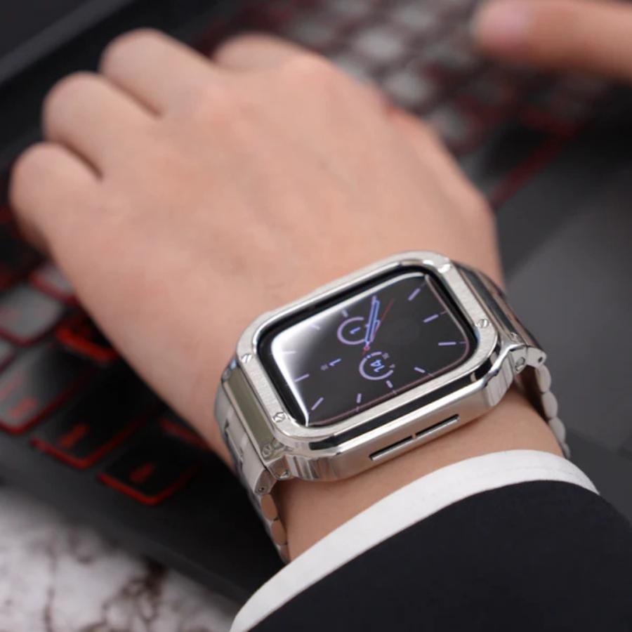 SE3 Ultra3対応 アップルウォッチ バンド ケース一体型 メンズ Apple Watch ベルト タフステンレスケース一体型バンド BELTIES ベルティーズ 44mm 45mm 49mmの画像