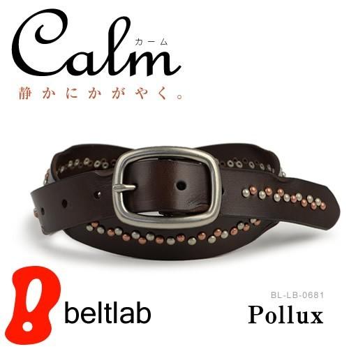 ベルト メンズ レディース スタッズ ピラミッド 細め 2.5cm幅 牛革 本革ベルト カジュアル Calm Castor｜beltlab-y