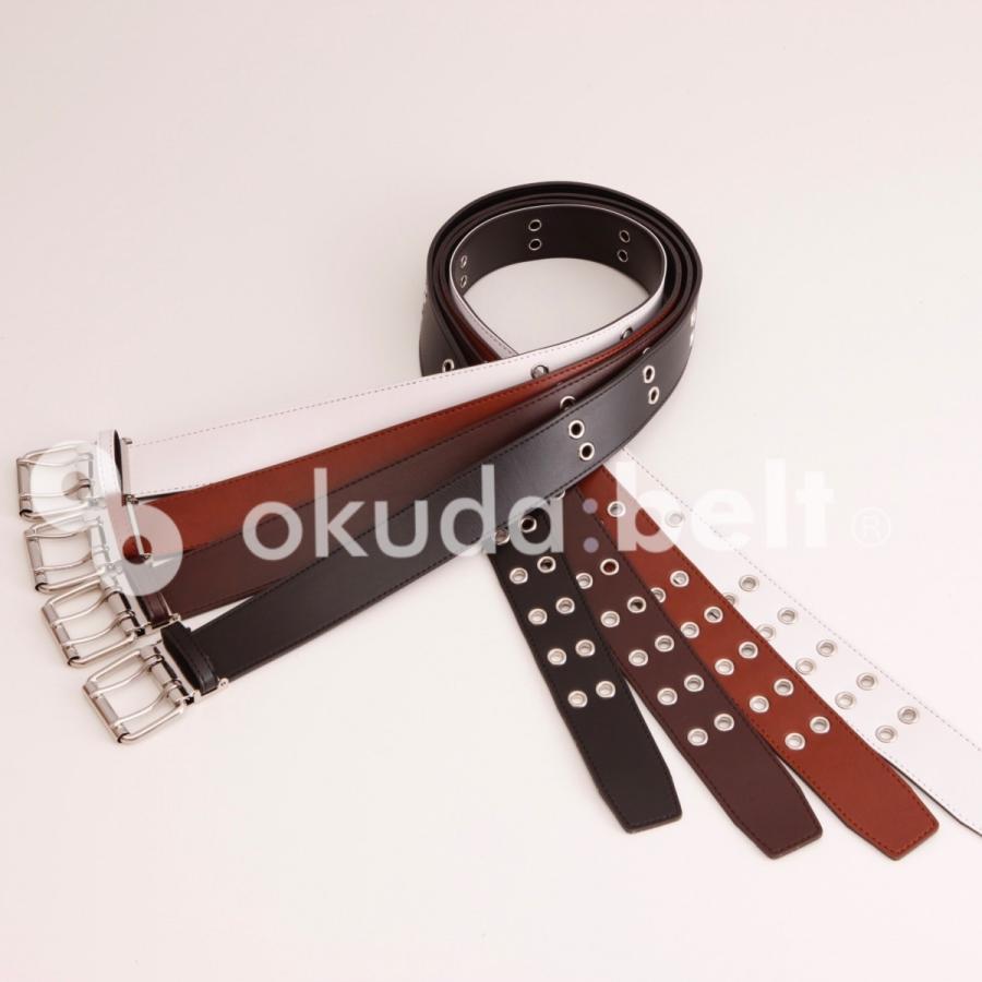 ベルト メンズ 40ミリ エナメル スタッズ ダブルピン 選べる スムース