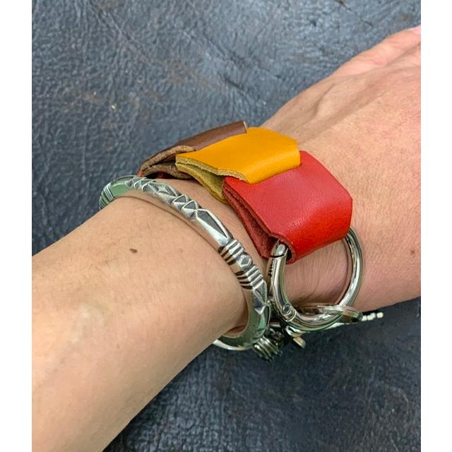 ポストにお届け】 栃木レザー 本革 キーホルダー 編み込み メッシュ