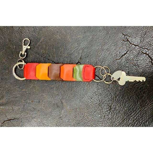 ポストにお届け】 栃木レザー 本革 キーホルダー 編み込み メッシュ