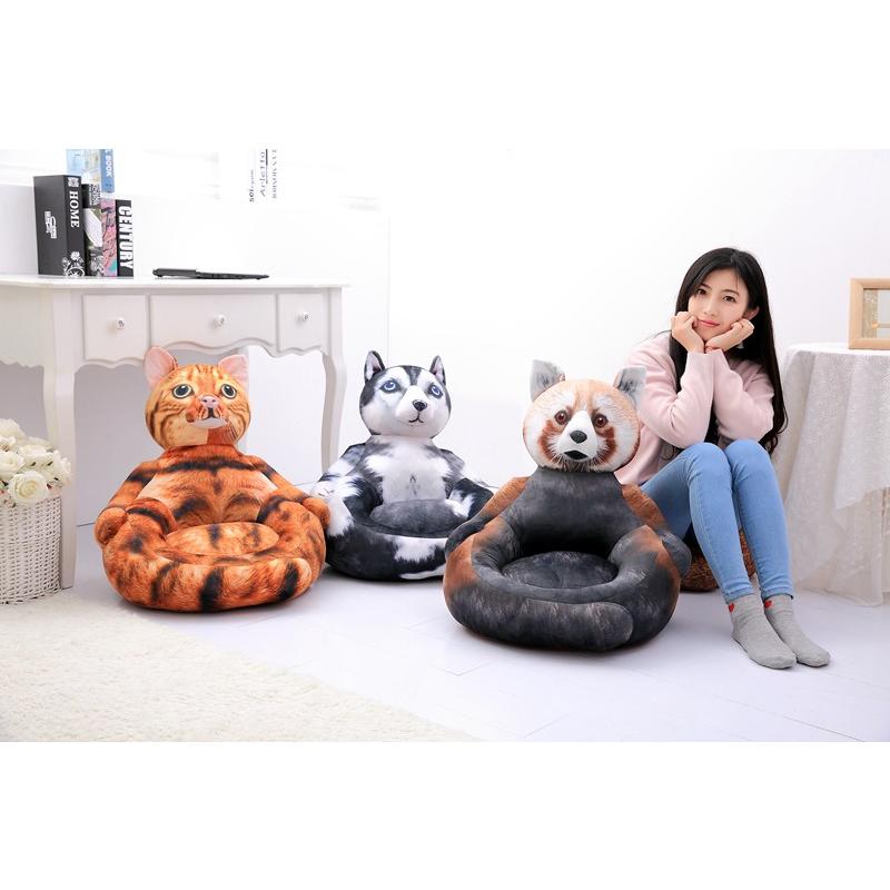 座椅子 一人掛け ソファ リアル 動物クッション ぬいぐるみ 猫 いぬ