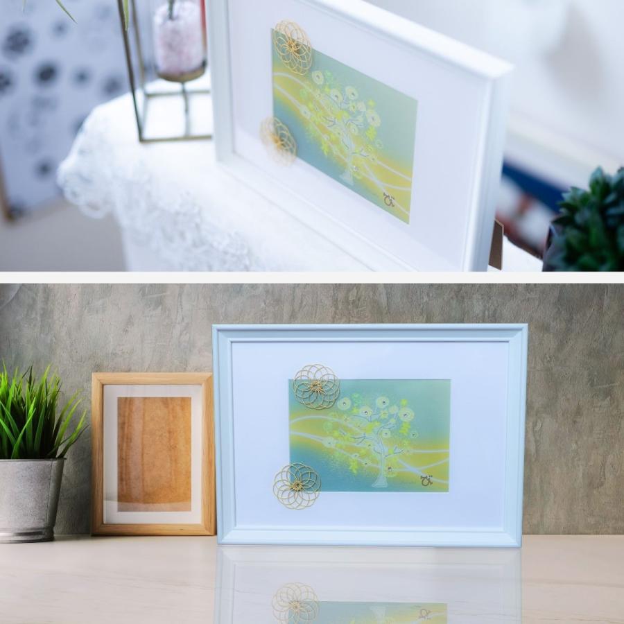 金のなる木を描いた風水開運アート。額縁付きで届いてすぐ飾れる。金運