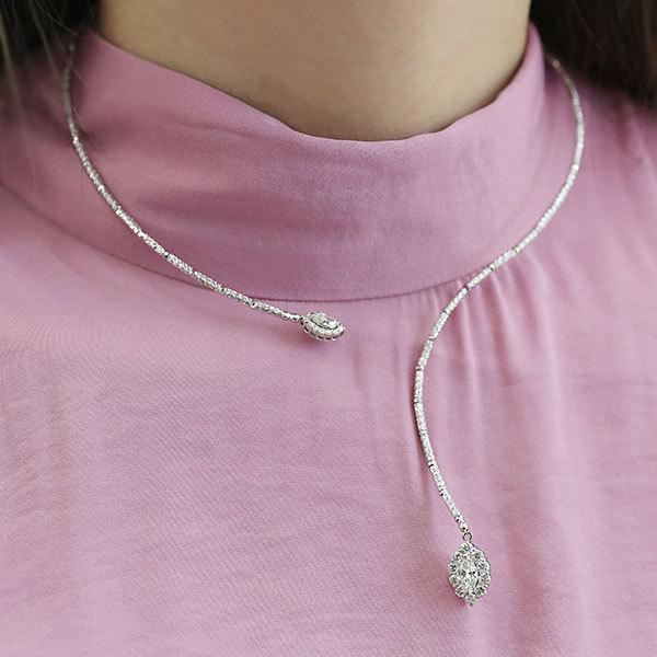 ネックレス 限定1本 K18WG 1.7ct ダイヤモンド 形状記憶ロールオメガ 