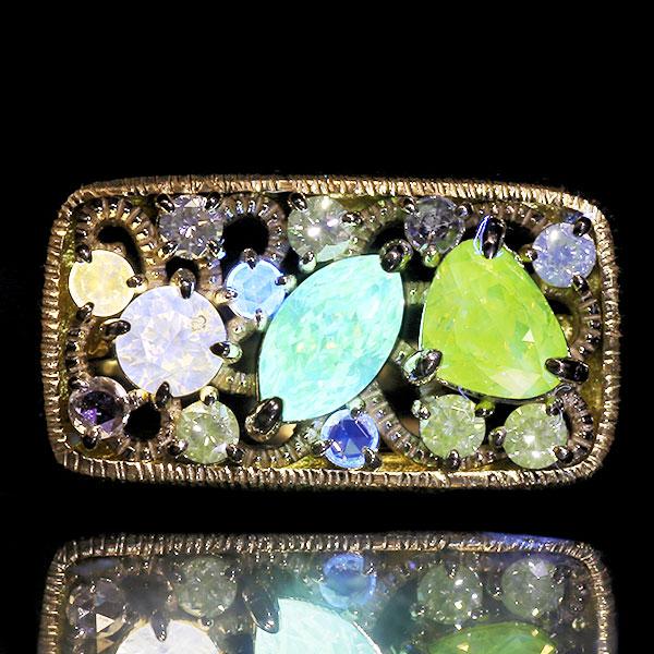 指輪 限定1本 K18YG/K18CGコンビ 0.93ct 蛍光 マルチカラー
