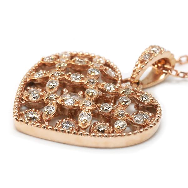 ネックレス 限定1本 K18PG 0.5ct ダイヤモンド ハート ペンダント チェーン付き 限定マルシェ 誕生石4月の画像