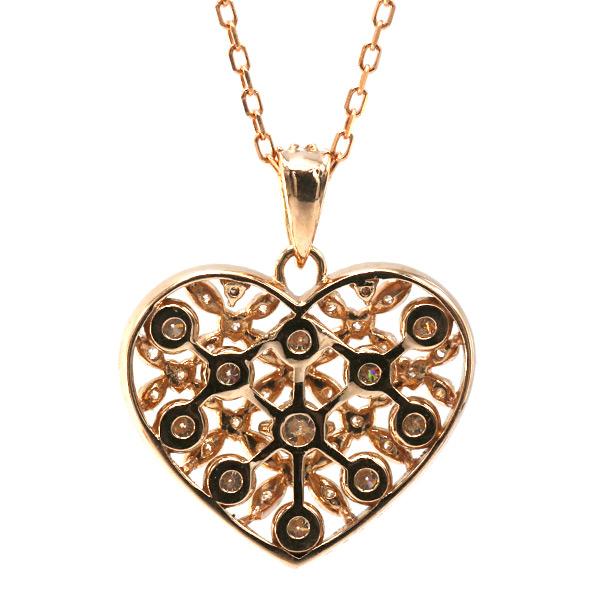 ネックレス 限定1本 K18PG 0.5ct ダイヤモンド ハート ペンダント チェーン付き 限定マルシェ 誕生石4月の画像