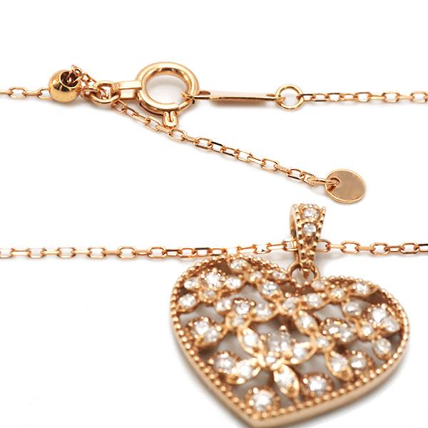 ネックレス 限定1本 K18PG 0.5ct ダイヤモンド ハート ペンダント チェーン付き 限定マルシェ 誕生石4月の画像