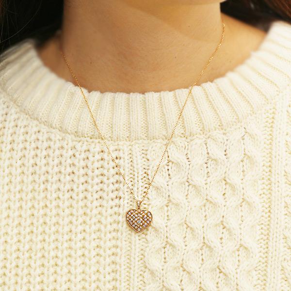 ネックレス 限定1本 K18PG 0.5ct ダイヤモンド ハート ペンダント チェーン付き 限定マルシェ 誕生石4月の画像