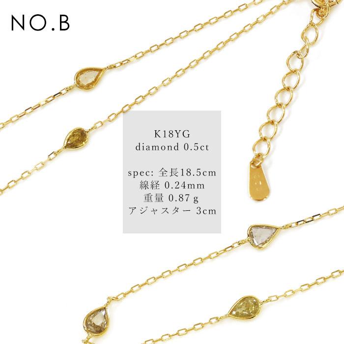 あすつく ブレスレット 限定7本 K18YG 0.5ct ファンシーローズカットダイヤモンド ステーション ブレスレット 誕生石4月 |  | 02